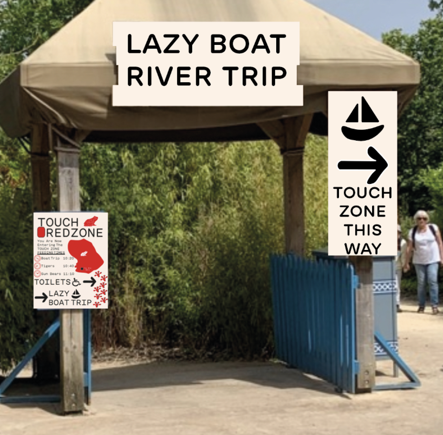 Lazy River Boat signage for Chester Zoo