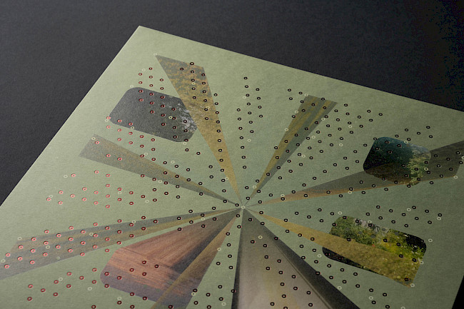 Based on a exhibition ran by G.F Smith and soundtracked by Father, the briefing was to create the album artwork, visually interpreting the range of soundscapes. The compositions enraptured me in their meditative beauty, evoking a memory of sunlight beams coming through trees. I visualised the flickering beams of light in a minimal, pointillistic way. The pastel side of the Colorplan conveyed this relaxed and organic nature of the album best. Elements of my own photography act as beaming memories.