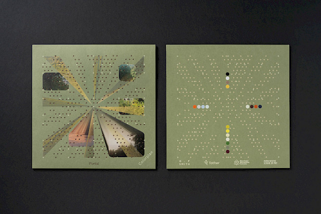 Based on a exhibition ran by G.F Smith and soundtracked by Father, the briefing was to create the album artwork, visually interpreting the range of soundscapes. The compositions enraptured me in their meditative beauty, evoking a memory of sunlight beams coming through trees. I visualised the flickering beams of light in a minimal, pointillistic way. The pastel side of the Colorplan conveyed this relaxed and organic nature of the album best. Elements of my own photography act as beaming memories.