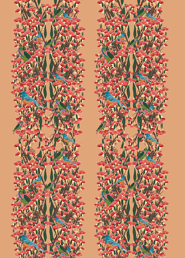 These images are hand-painted illustrations that have been scanned into Photoshop and turned into repeating pattern designs, inspired by the textile artist Timourus Beasties. The final works were used in the 2nd year unit X project this project relied on collaboration in a group with designers from other disciplines to create a series of outcomes to display the Material Source centre in Manchester, My group came up with the title Space Separation and play, we each individually worked on producing sustainable ways to decorate a space using design. I hand-painted each flower and insect in each pattern and used Photoshop to turn them into a repeating pattern experimenting with layout and pattern design. The purpose for these designs was to create a 'Digital Wallpaper' that can be used in any space and is sustainable.