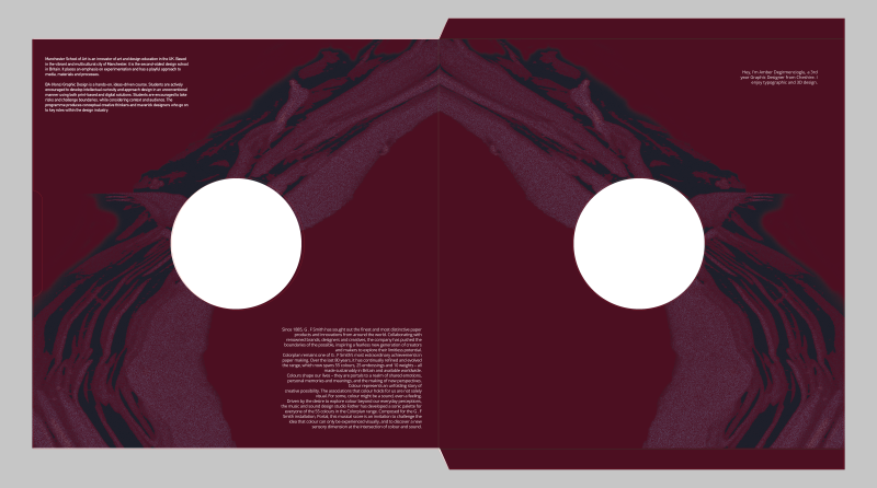 my shortlisted vinyl sleeve for G.F Smith's Portal competition. My designs represents how I visualised movement within the tracks.