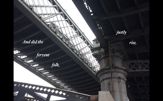 moving image piece 'Albion', a reinterpretation of William Blake's poem 'Jerusalem'. The video features re-written / re-interpreted lyrics for the poem, sung by a small choir of friends of mine.