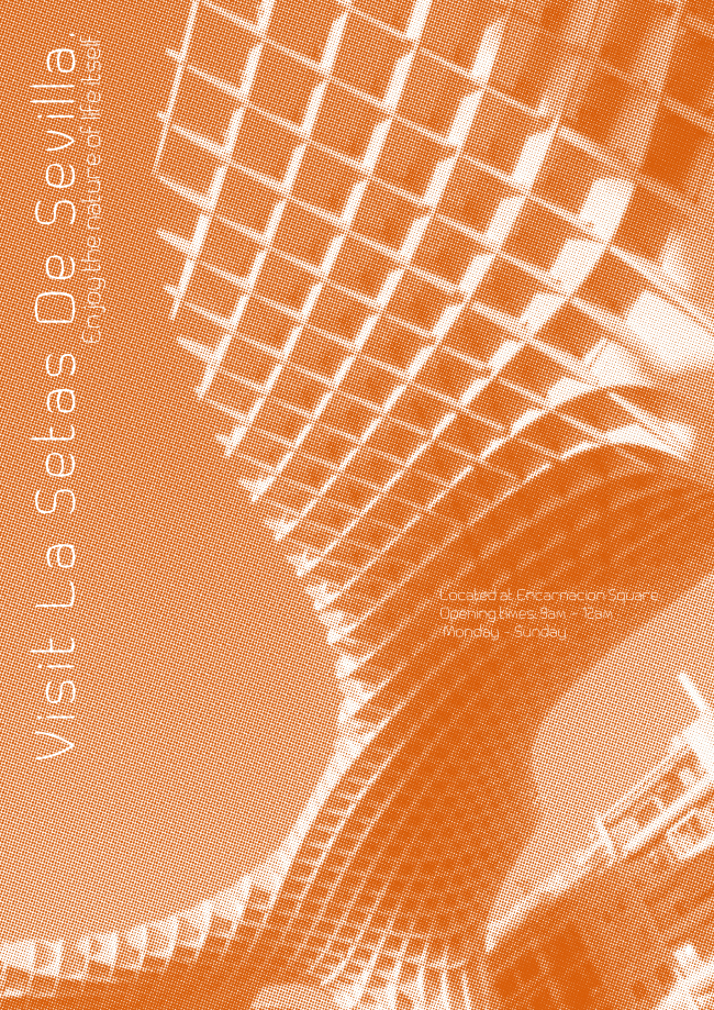 A promotional poster for 'Metropol' typeface inspired by the grids and organic curves of the iconic structure of La Setas De Seville.