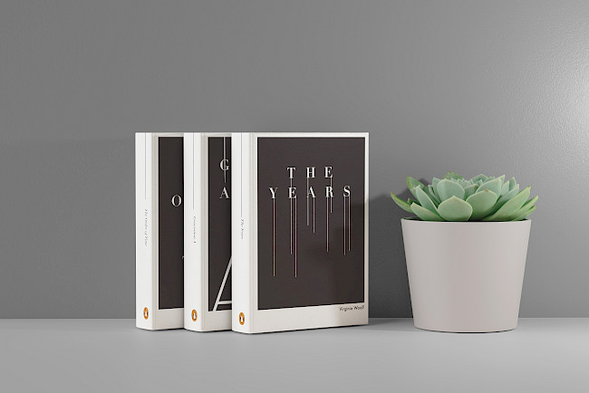 Penguin book series, the design is centered around typography used in a clear and elegant way. The theme is running through all elements of the book, the lines are representative of the concept of time.