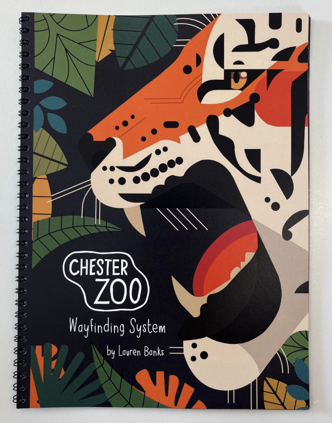 I have created a 12 page brochure for a new Chester Zoo Wayfinding system. I had to think about signage, map, route, pictograms, information, education and audience. I had to take an audit and analyse the current wayfinding of Chester zoo and figure out what needed improving. I then implemented my new wayfinding system by designing a one route scenario.