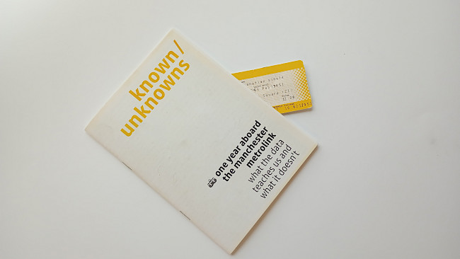 Known/unknowns, a data analysis zine exploring the journeys travelled on the Manchester Metrolink trams.